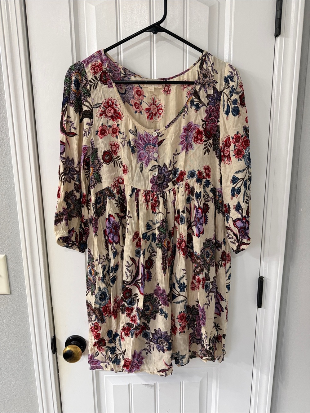 Altar'd State Cream Floral Scoop neck Dress